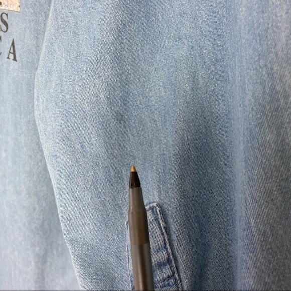 Paradise Point Sportswear Long Sleeve Denim Button Shirt 9/11 Theme 2001 Flawed - Picture 10 of 11